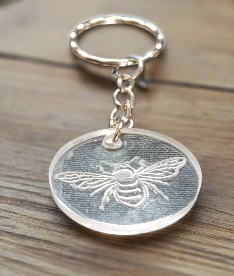 Clear Honeybee Keyring